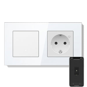 Interruptor inteligente Echo Series Wifi con enchufe individual inteligente Wifi EU de 157 mm. Requiere línea neutra. Enchufes y tomas Bseedswitch Blanco 1 Gang 
