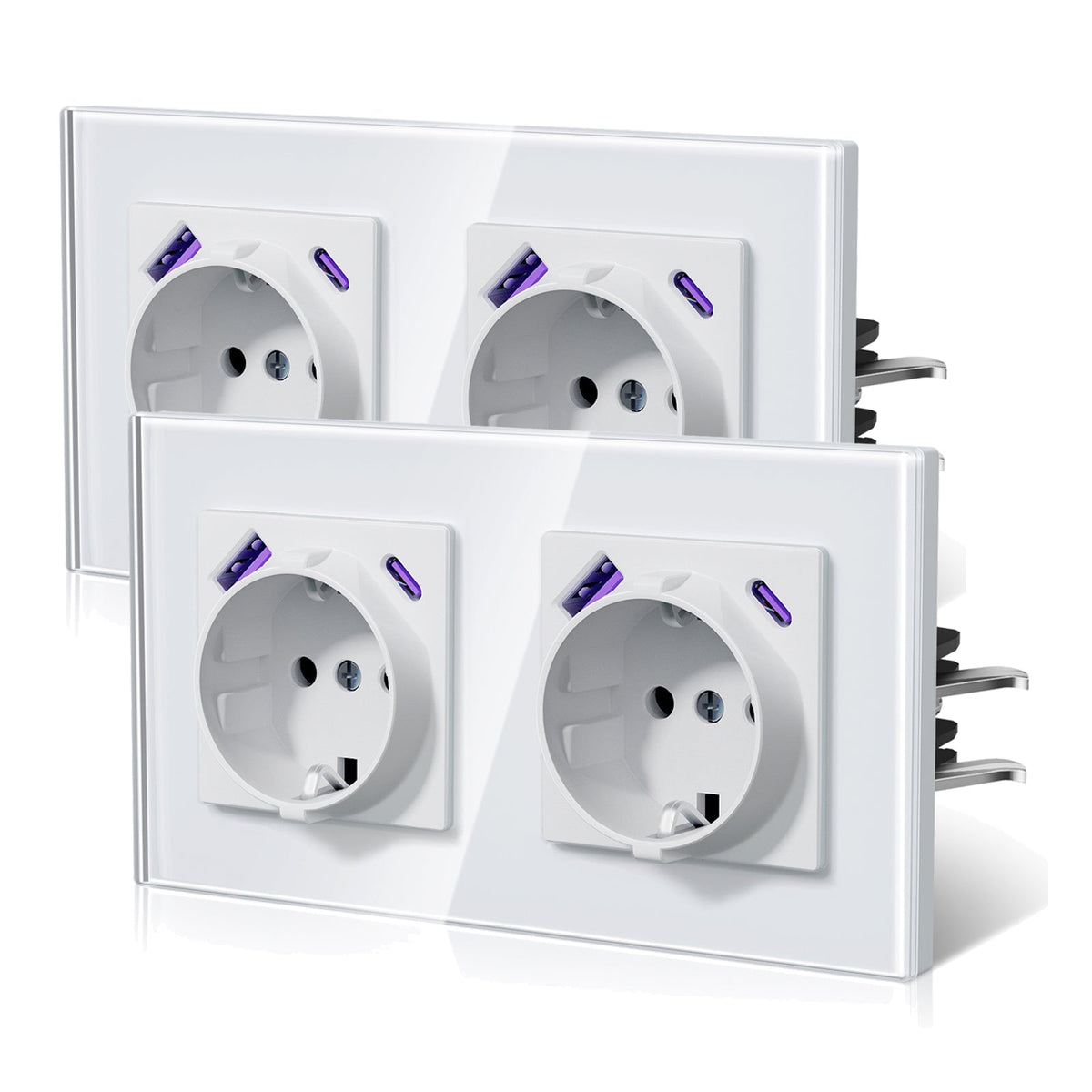 "Enchufes BSEED 20W EU con tecnología Claw de carga rápida USB tipo C, tomas de corriente y enchufes BSEEDswitch blancos dobles, 2 unidades/paquete"