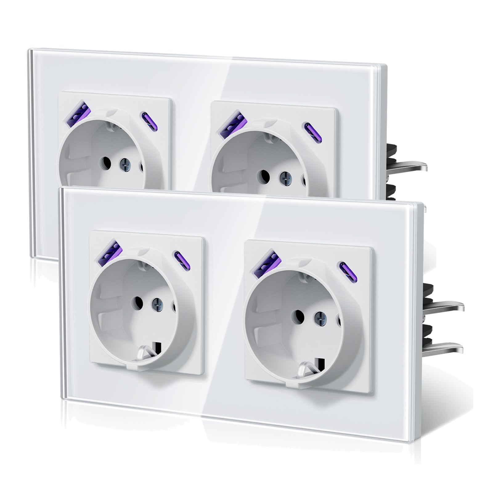 BSEED 20W EU sockets with Fast Charge Type-C USB with Claw technology Power Outlets & Sockets Bseedswitch White Double 2 PCS/ PACK