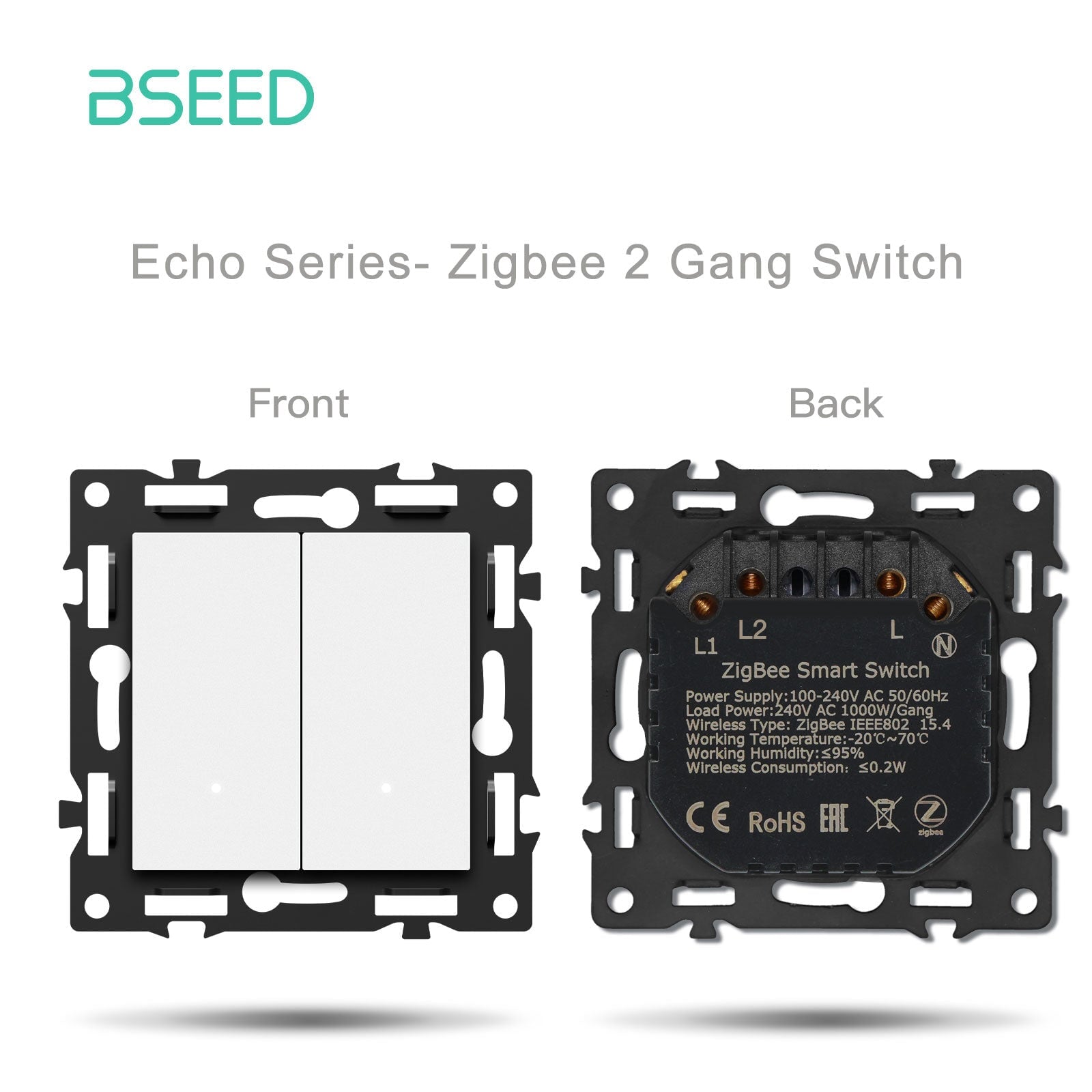 Click Series Smart Zigbee Switch Socket Insert DIY Part Customized Free Combinations White Color Crystal Glass Panel Light Switches Bseedswitch Zigbee 2 Gang Switch Neutral Line Required 