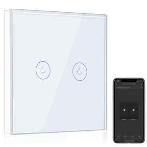 Bseed Smart Wifi Light Switch 2 Gang (With Neutral) Wall Plates & Covers Bseedswitch White 1Pcs/Pack 
