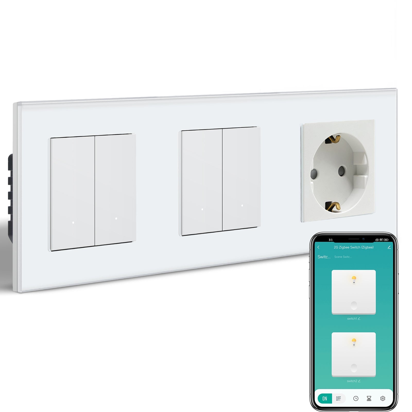 BSEED Smart Zigbee Light Switch (With Neutral) Hub required Switch socket work with tuya Alexa Light Switches Bseedswitch 