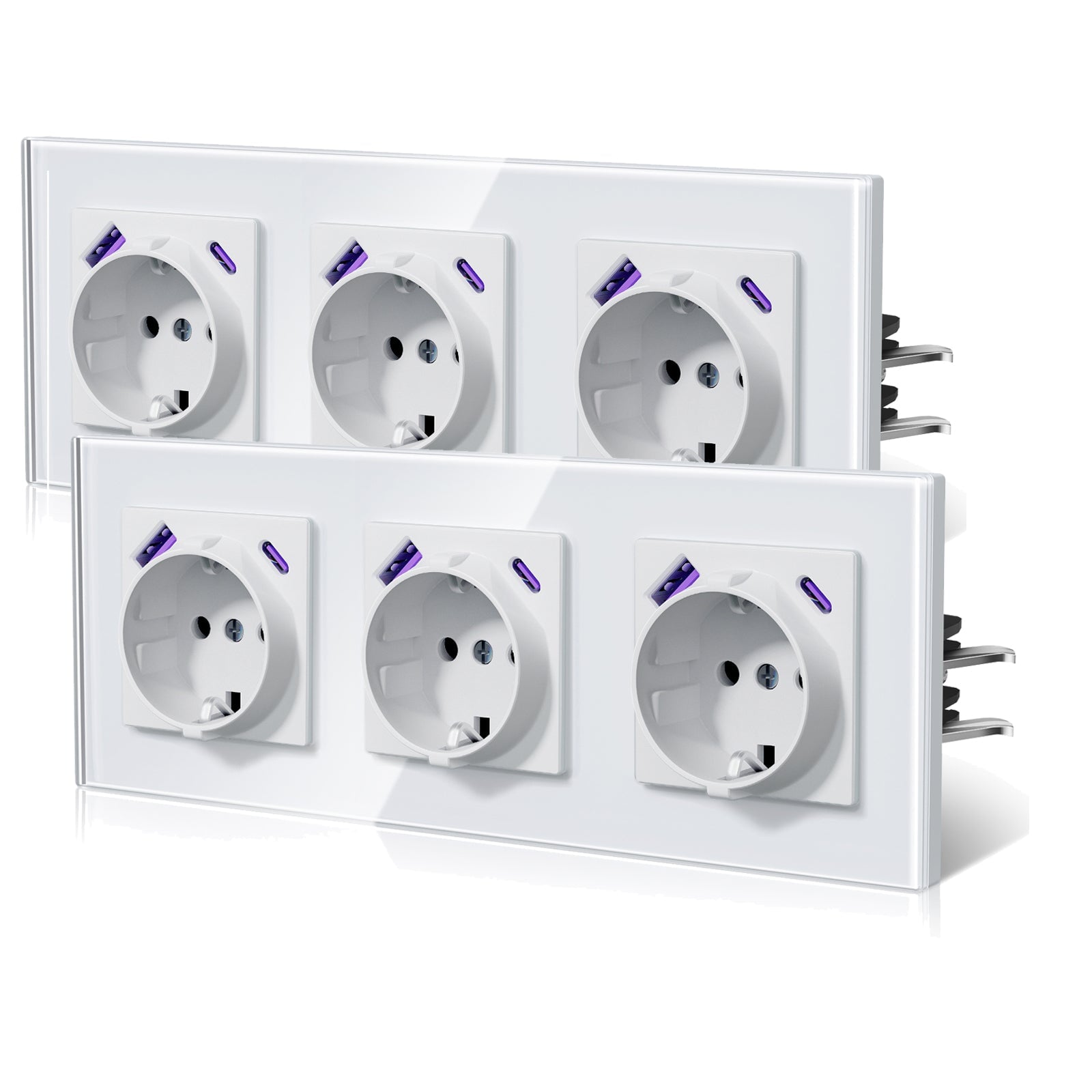 BSEED 20W EU sockets with Fast Charge Type-C USB with Claw technology Power Outlets & Sockets Bseedswitch White Triple 2 PCS/ PACK