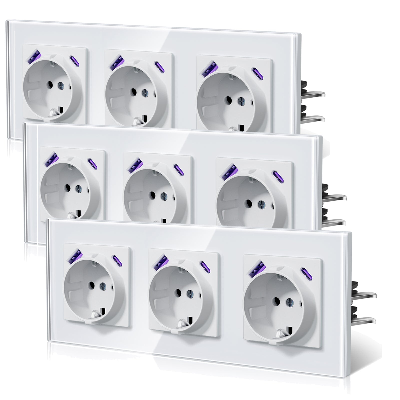 BSEED 20W EU sockets with Fast Charge Type-C USB with Claw technology Power Outlets & Sockets Bseedswitch White Triple 3 PCS/ PACK