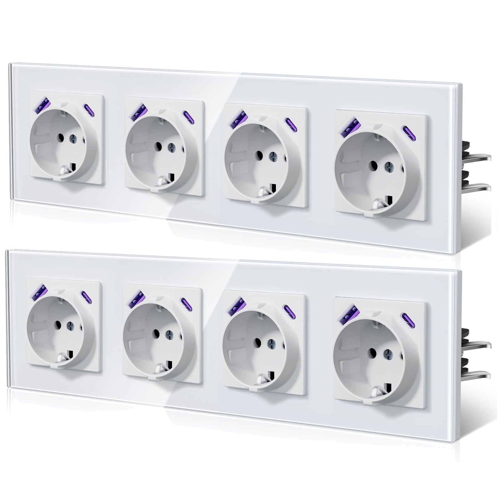 BSEED 20W EU sockets with Fast Charge Type-C USB with Claw technology Power Outlets & Sockets Bseedswitch White Quadruplet 2 PCS/ PACK