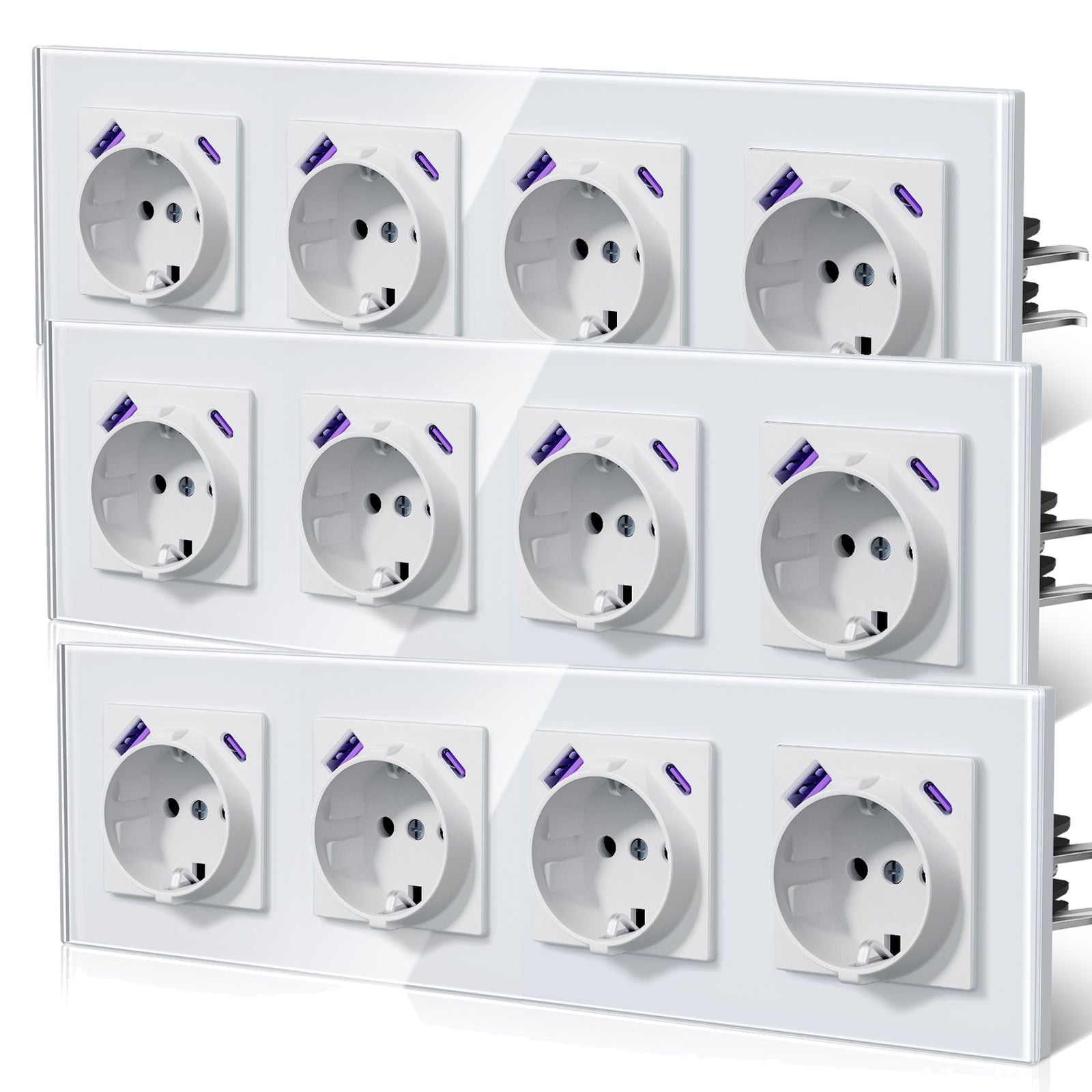BSEED 20W EU sockets with Fast Charge Type-C USB with Claw technology Power Outlets & Sockets Bseedswitch White Quadruplet 3 PCS/ PACK
