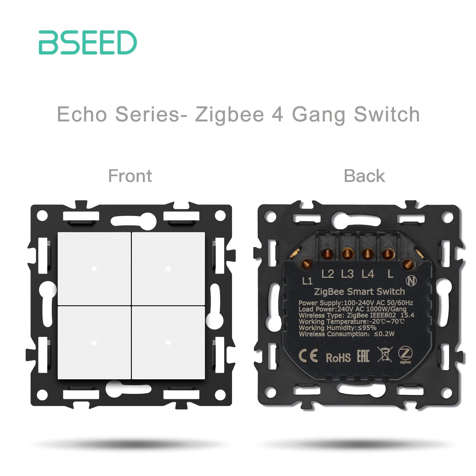 Click Series Smart Zigbee Switch Socket Insert DIY Part Customized Free Combinations White Color Crystal Glass Panel Light Switches Bseedswitch Zigbee 4 Gang Switch Neutral Line Required 