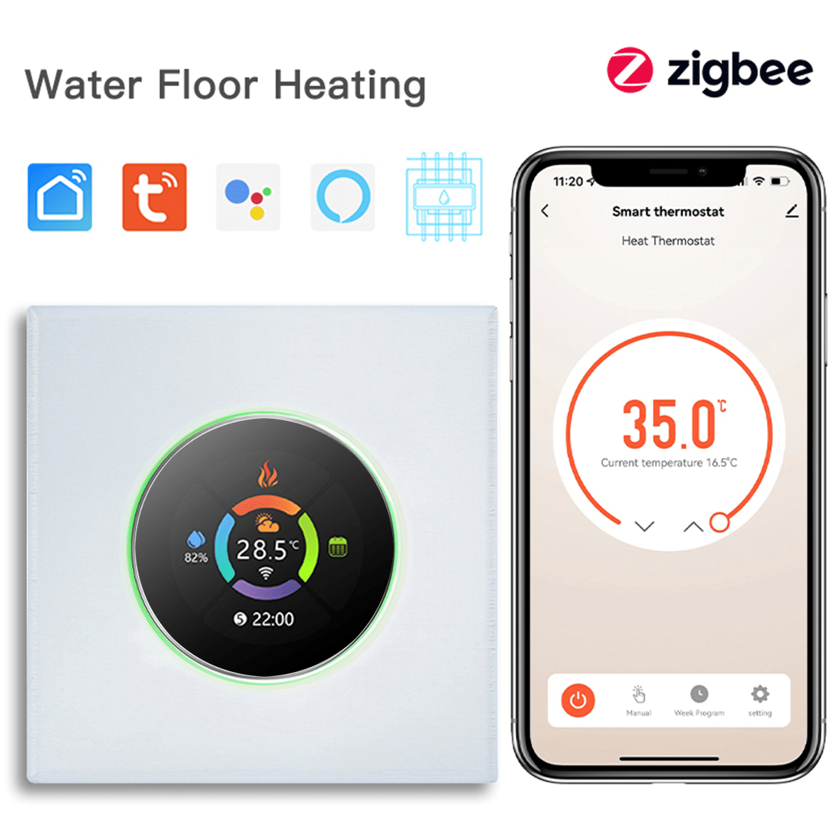 BSEED zigbee Floor Heating Room Thermostat Controller Rotary Button Thermostats Bseedswitch White Water 