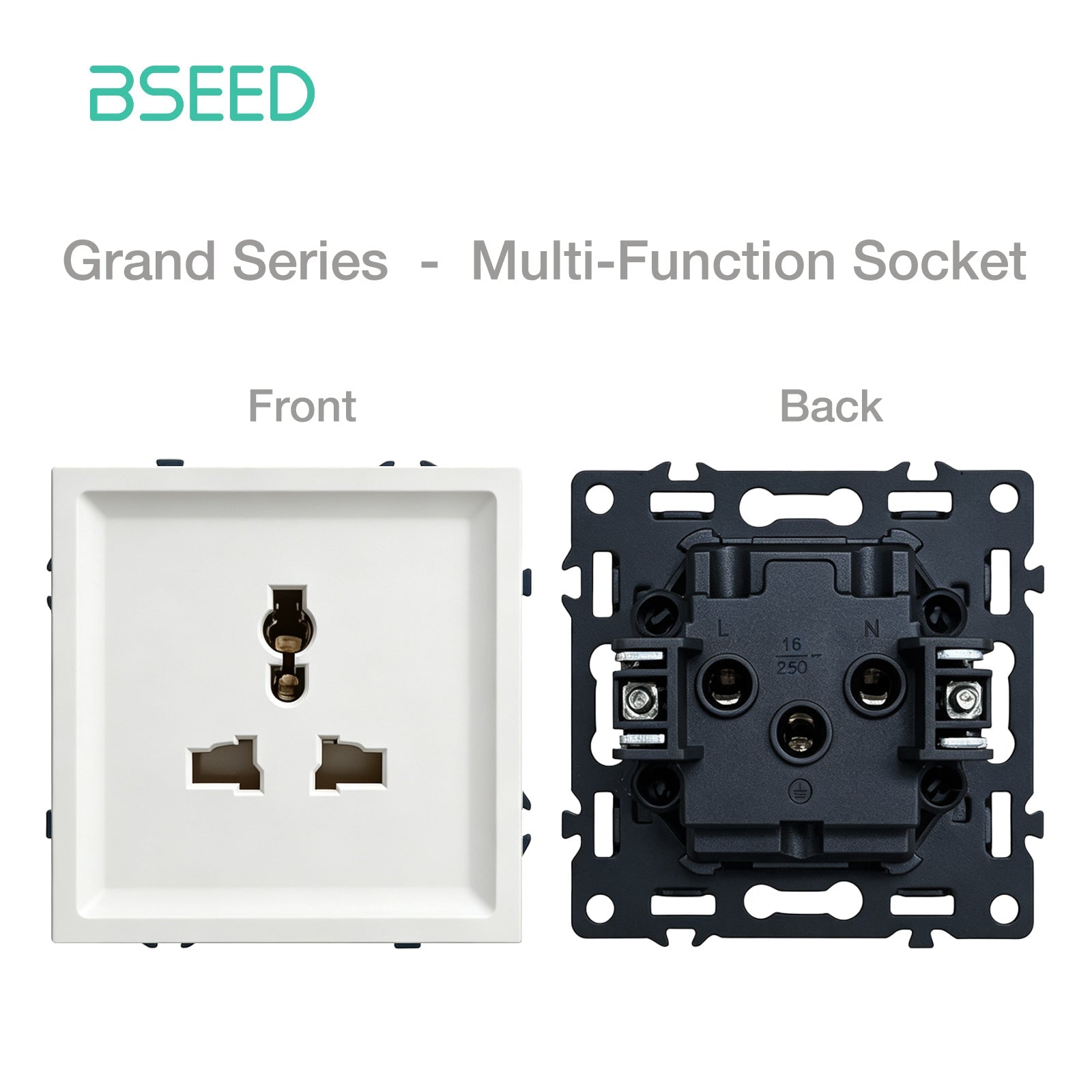 Grand Series DIY Part Customized free combinations Plastic Panels White Color Power Outlets & Sockets Bseedswitch Multi-function Socket 