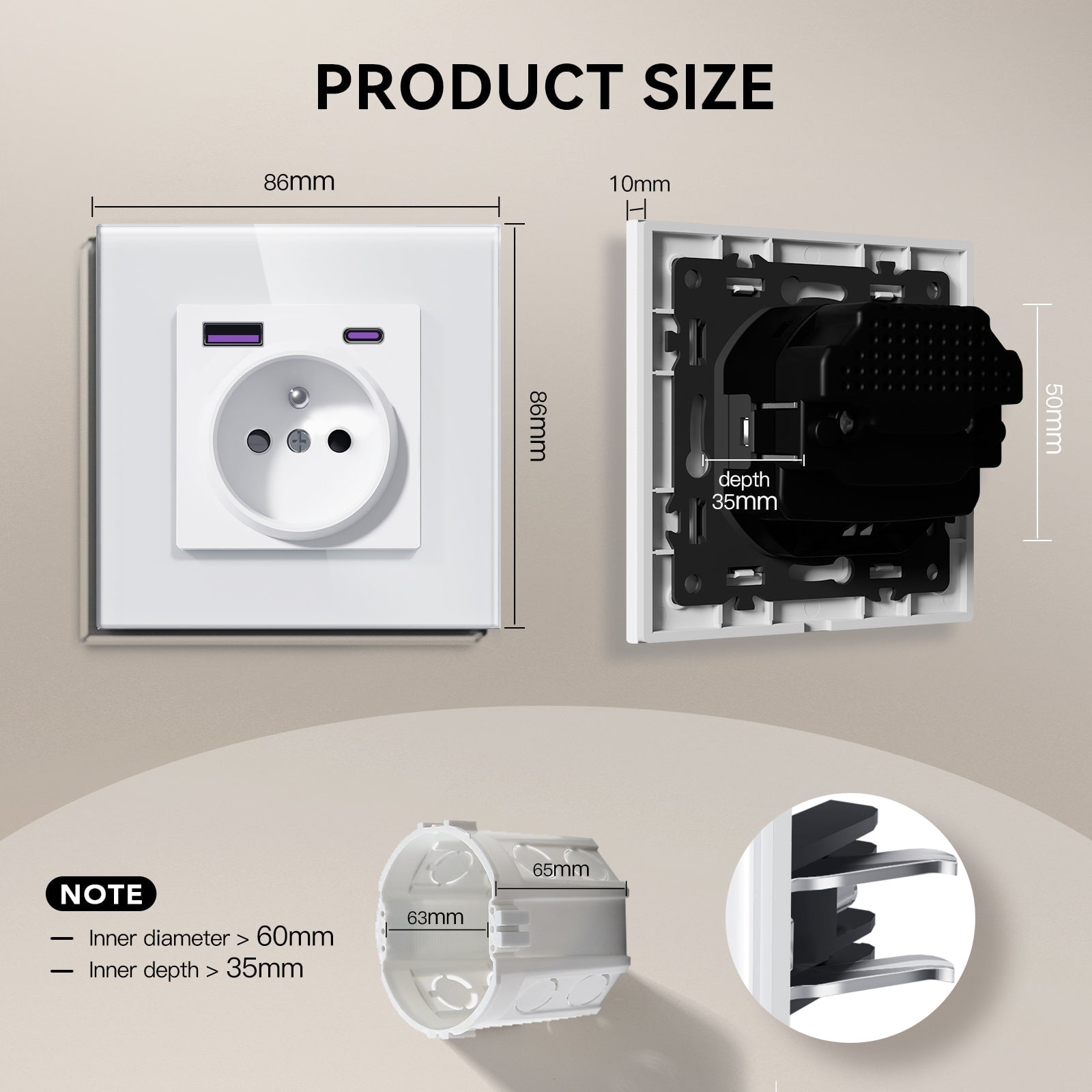 BSEED Heritage Series French Wall Socket with 20W USB-C with Claws Power Outlets & Sockets Bseedswitch 