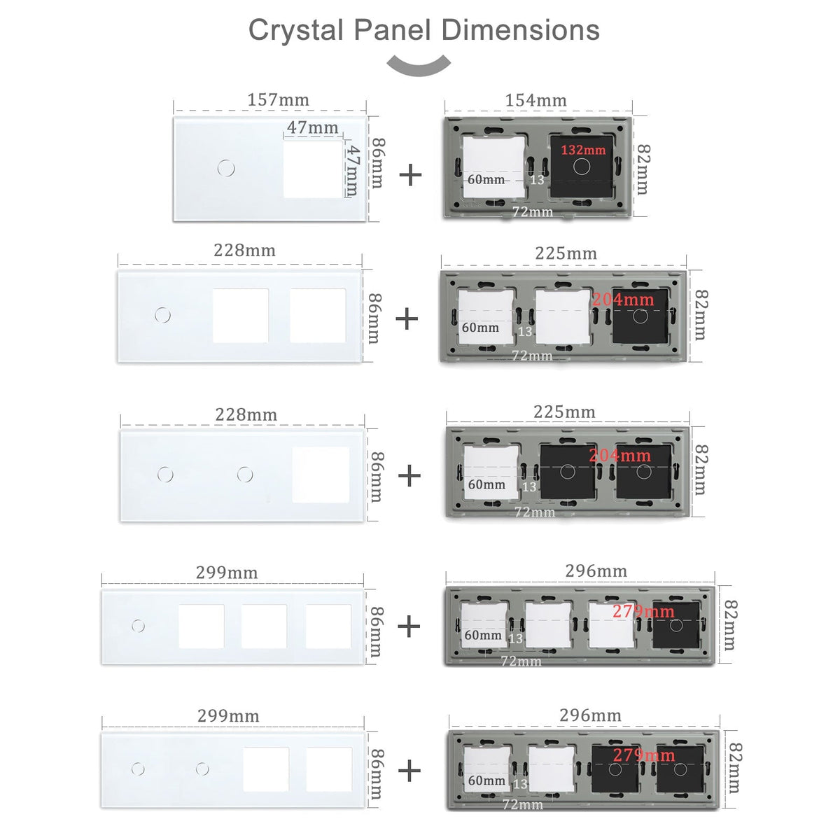 BSEED Crystal Glass Switch & Socket Frame Customizable Wall Plate Bseedswitch 