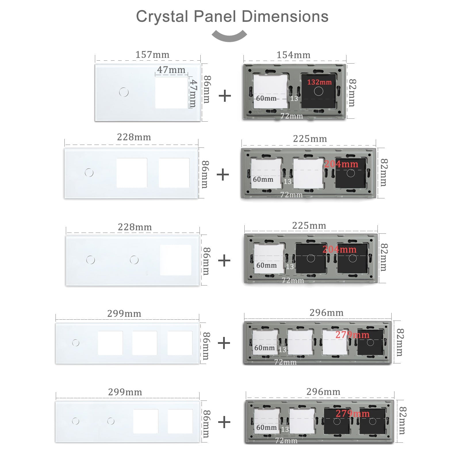 BSEED Crystal Glass Switch & Socket Frame Customizable Wall Plate Bseedswitch 