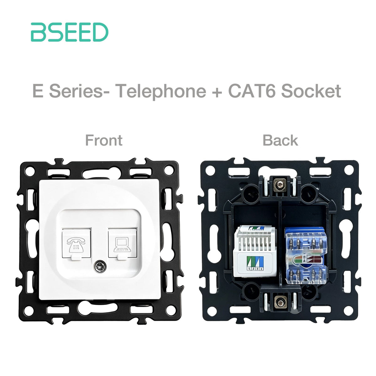 BSEED DIY Part Customized Free Combinations Mechanical Switch Socket Insert White Color Crystal Glass Panel Light Switches Bseedswitch telephone with Internet CAT6 Socket 