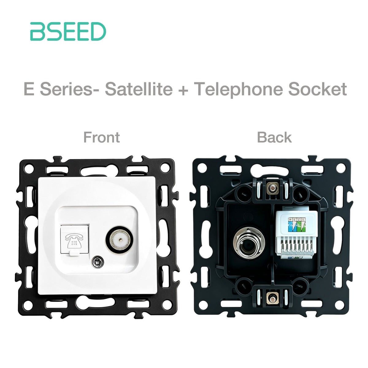 BSEED DIY Part Customized Free Combinations Mechanical Switch Socket Insert White Color Crystal Glass Panel Light Switches Bseedswitch Satellite with Telephone Socket 
