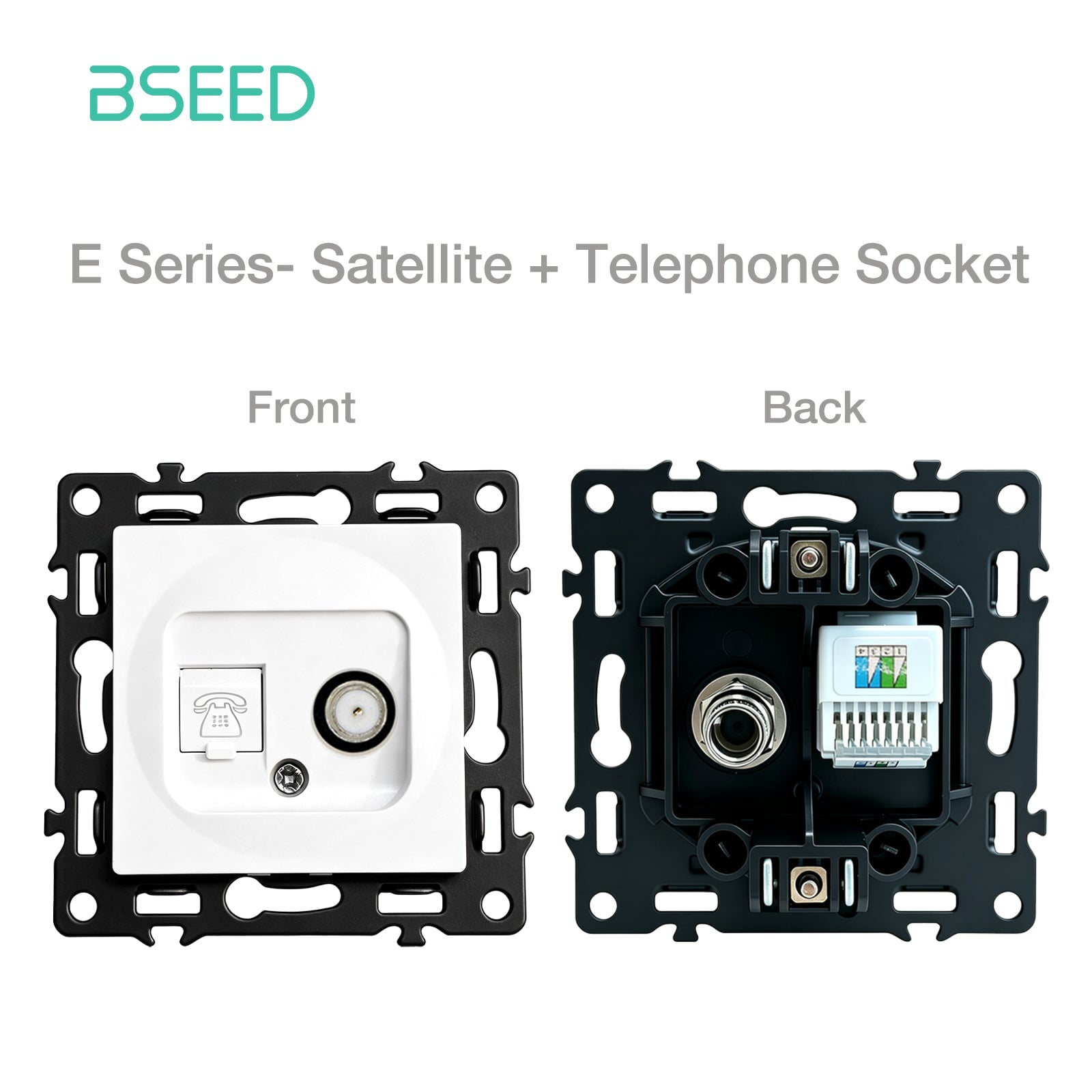 BSEED DIY Part Customized Free Combinations Mechanical Switch Socket Insert White Color Crystal Glass Panel Light Switches Bseedswitch Satellite with Telephone Socket 