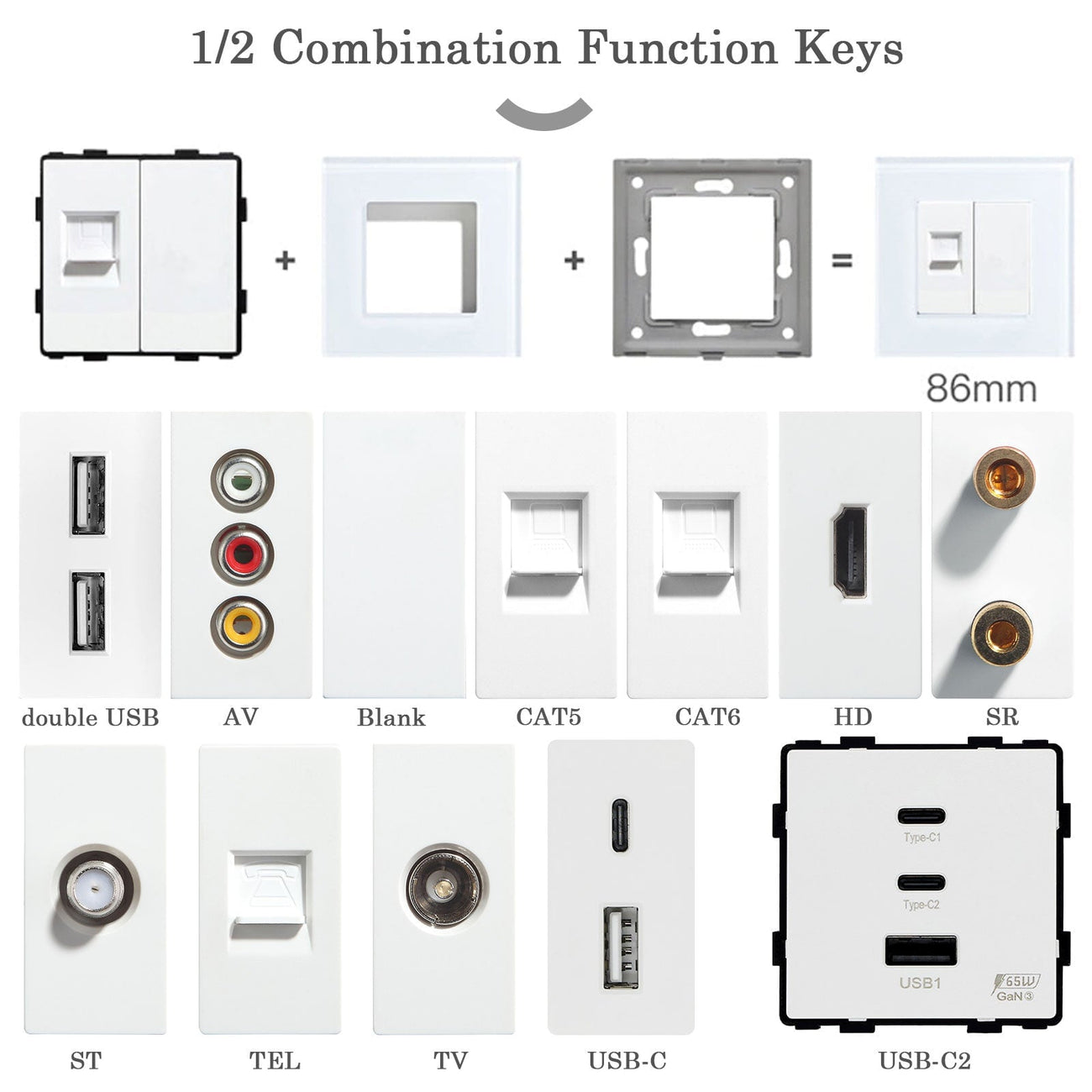 USB PC CAT5 ST Wall Plug Socket Outlets Socket Frame DIY Parts Free Co