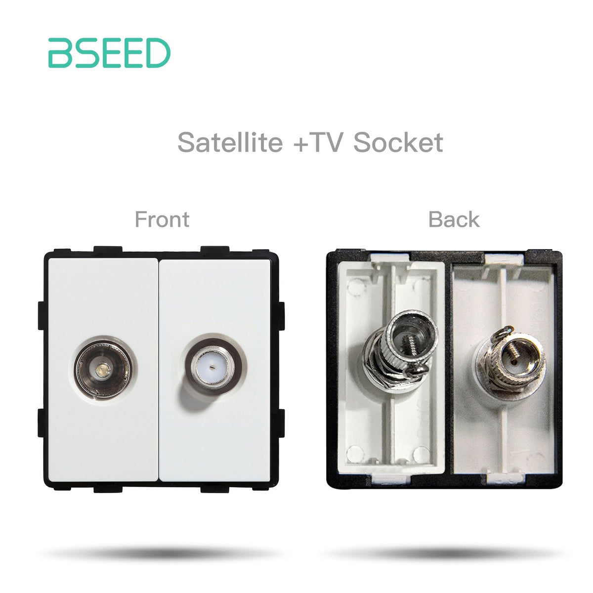Bseed EU UK Russia Standard Plastic Socket Toggle Switch Function Key DIY Home Improvement Wall Plates & Covers Bseedswitch White female TV With satellite Function Key 