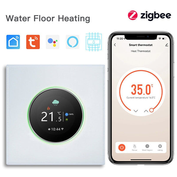 BSEED zigbee Floor Heating Room Thermostat Controller Rotary Button Thermostats Bseedswitch White Water 