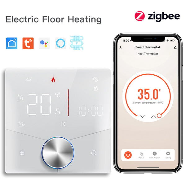 BSEED ZigBeeTouch LED integrated Screen With knob Floor Heating Room Thermostat Controller Thermostats Bseedswitch White Electric 