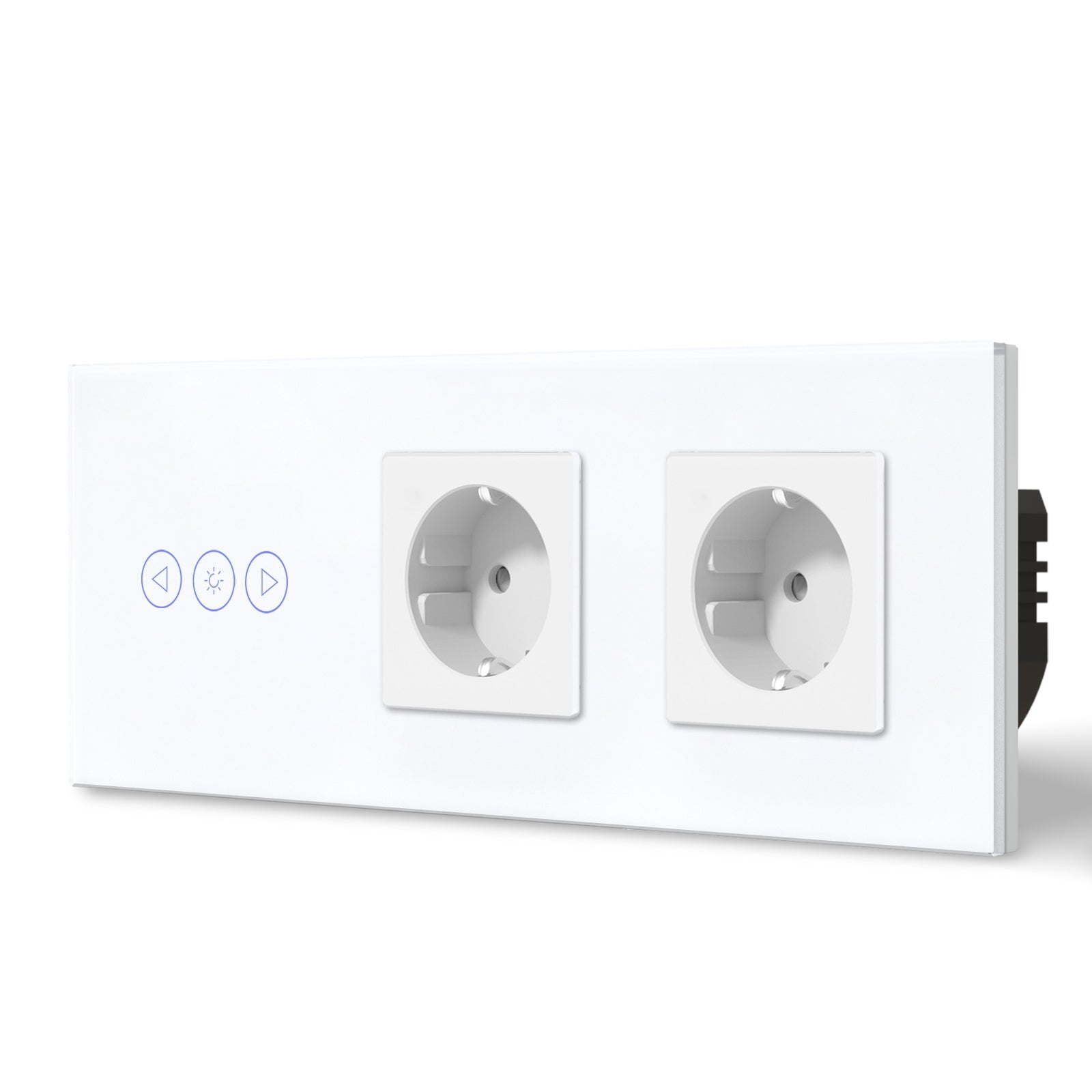 BSEED Smart WiFi Dimmer Light Switch With Normal EU Socket Double Light Switch with Socket Light Switches Bseedswitch White Dimmer Switch + Eu Socket + Eu Socket 