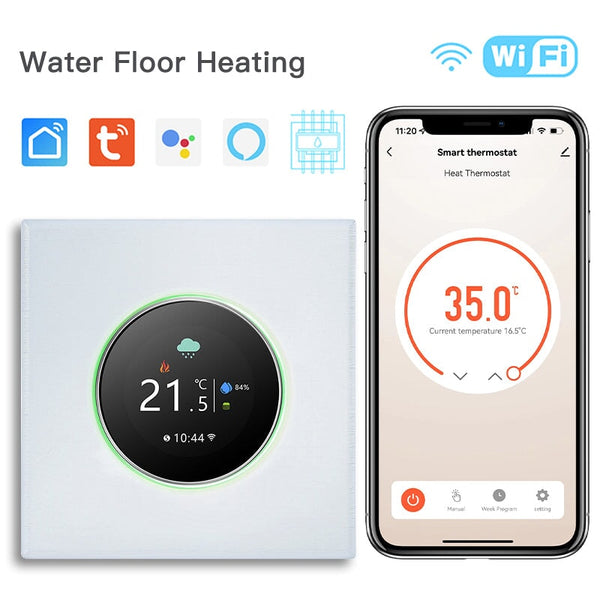 BSEED WiFi Floor Heating Room Thermostat Controller Rotary Button Thermostats Bseedswitch White Water 