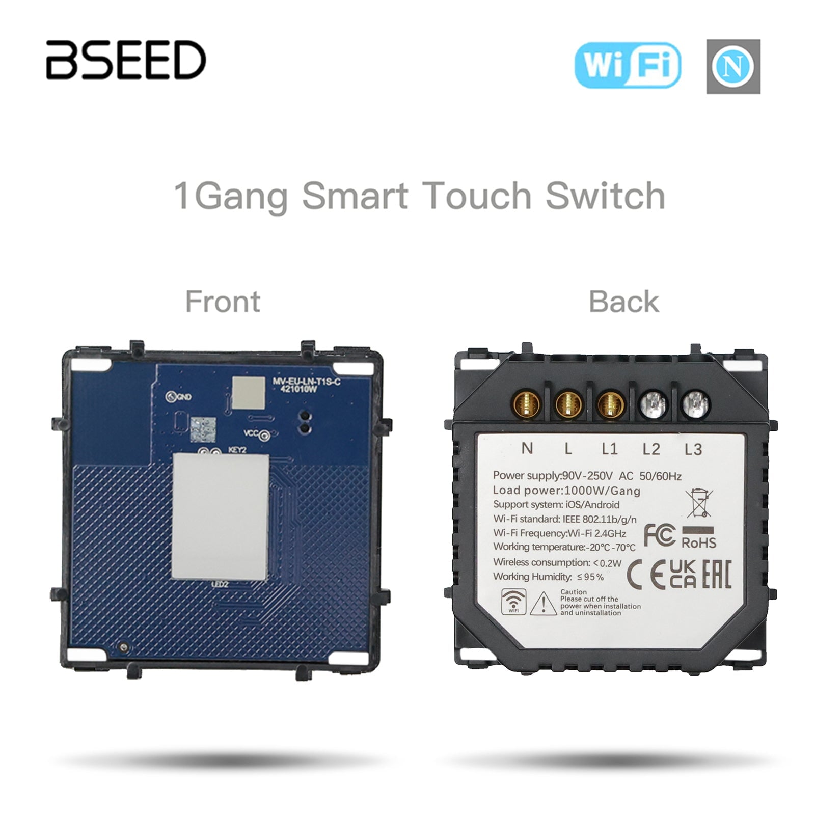Bseed Crystal Glass Frame Smart Switch Socket Frame USB RJ45 Socket TV Satellite Wall Plug Function Parts DIY Free Combination Grey Color socket Bseedswitch Wifi 1 Gang Switch with Neutral line 