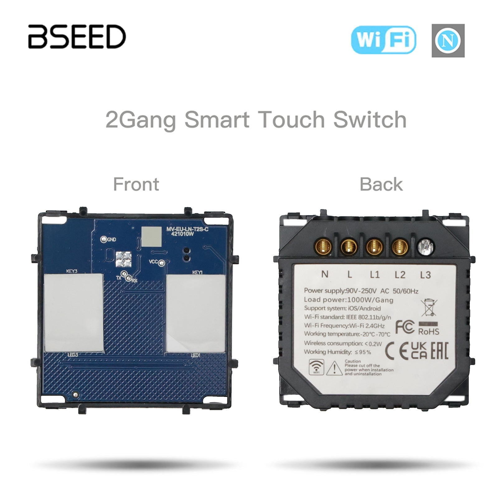 Bseed Crystal Glass Frame Smart Switch Socket Frame USB RJ45 Socket TV Satellite Wall Plug Function Parts DIY Free Combination Black Color Power Outlets & Sockets Bseedswitch Wifi 1 Gang Switch with Neutral line 