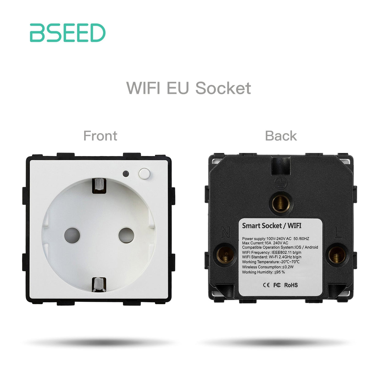 Bseed EU UK Russia Standard Plastic Socket Toggle Switch Function Key DIY Home Improvement Wall Plates & Covers Bseedswitch White WiFi EU Socket Function Key 
