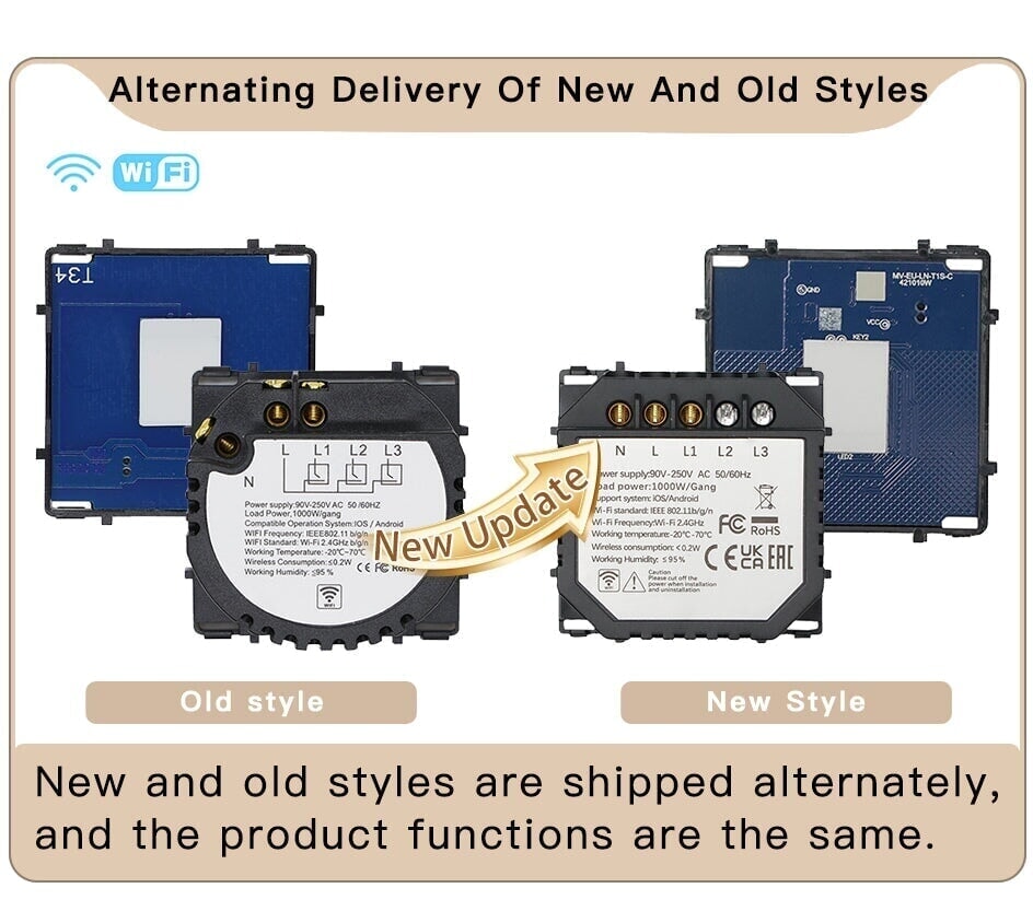 Bseed Smart Wifi Light Switch 2 Gang (With Neutral) Wall Plates & Covers Bseedswitch 