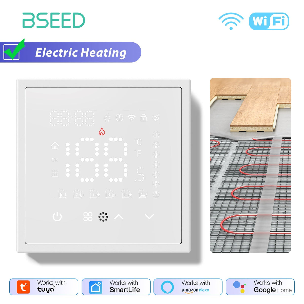BSEED Smart Thermostat WiFi Floor Heating Room Thermostat Controller programmable Thermostats Bseedswitch White Electric 