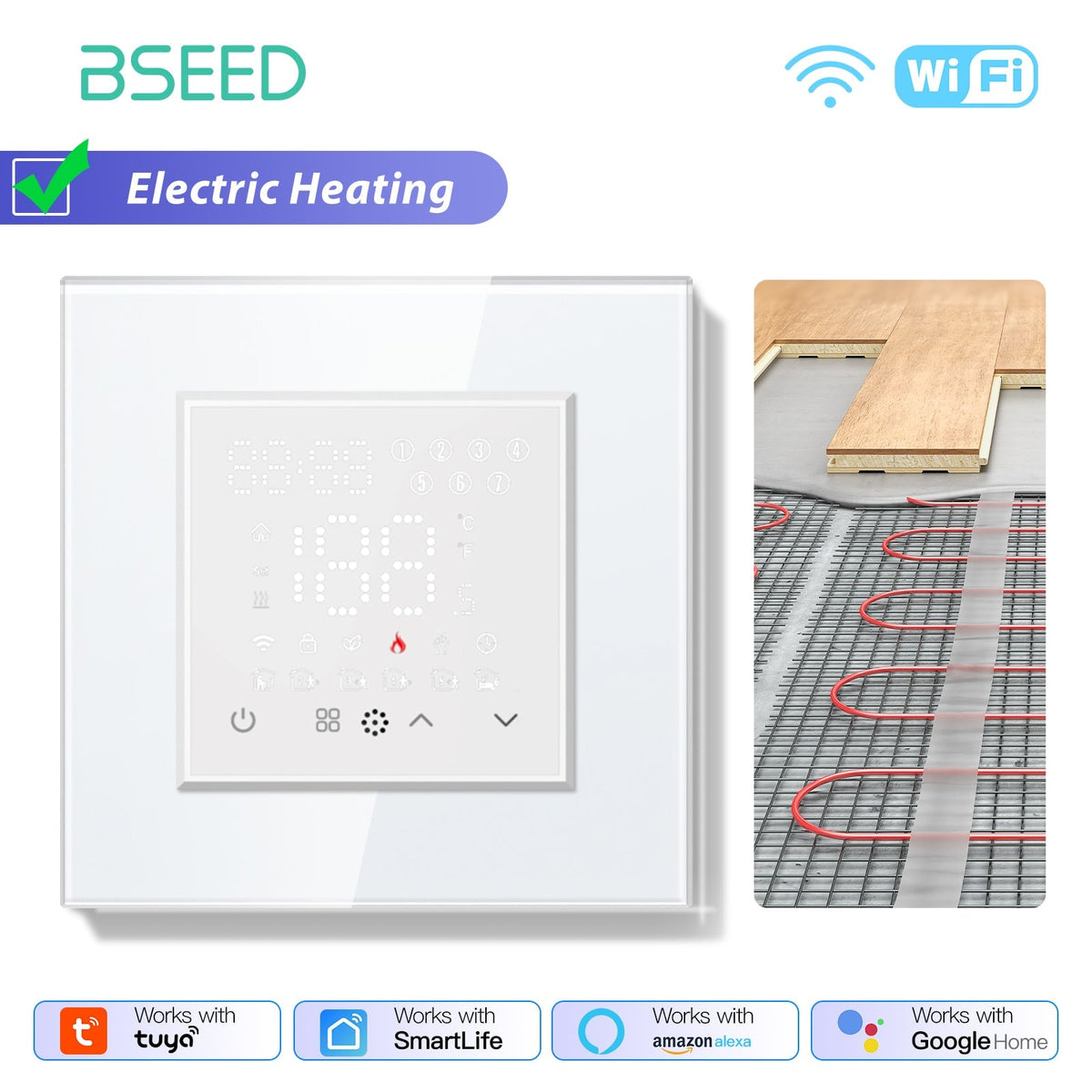 BSEED Echo Series Smart WiFi Touch LED Screen Floor Heating Room Thermostat Controller Thermostats Bseedswitch 