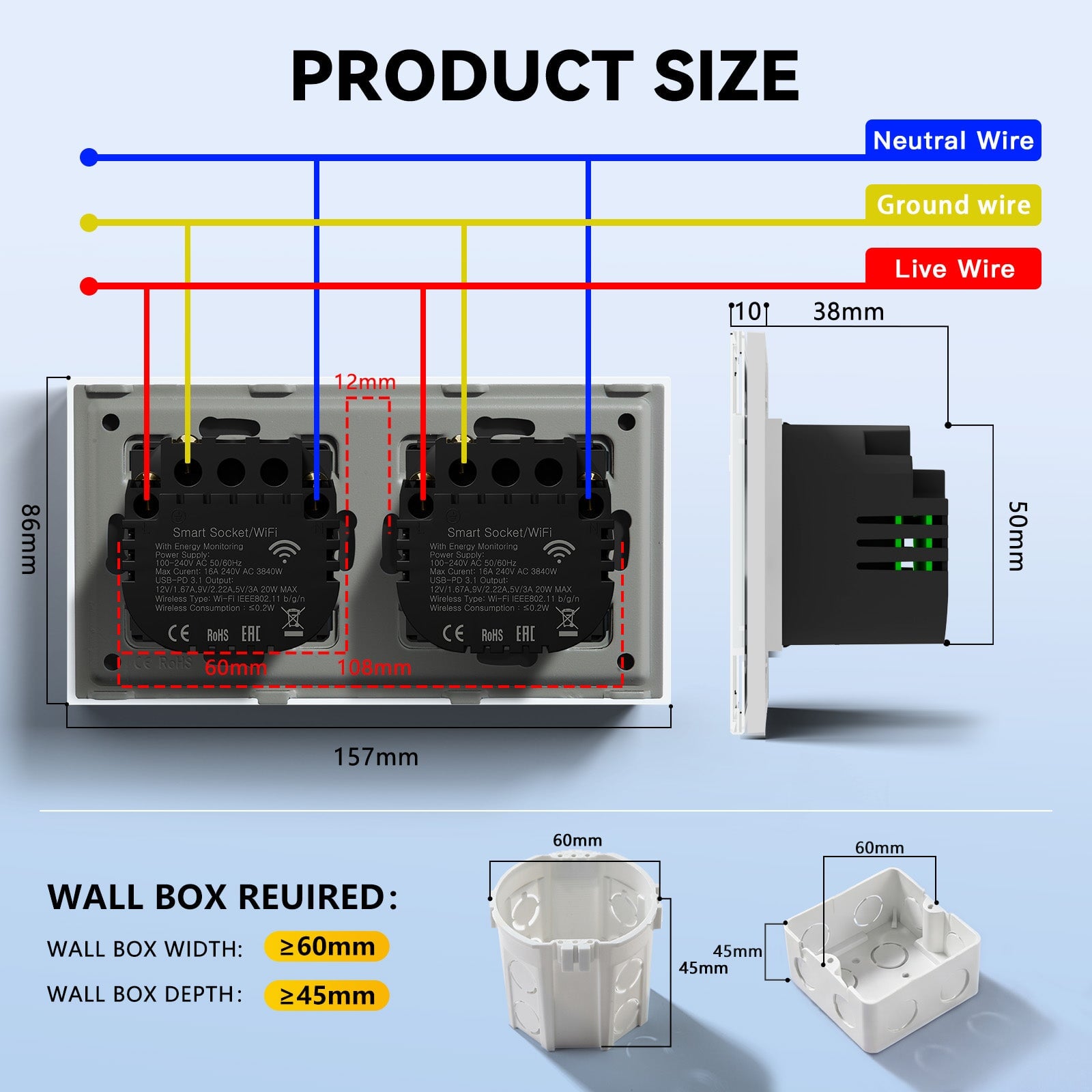 BSEED EU Wifi sockets Type-C With USB With Energy Monitoring socket Bseedswitch 