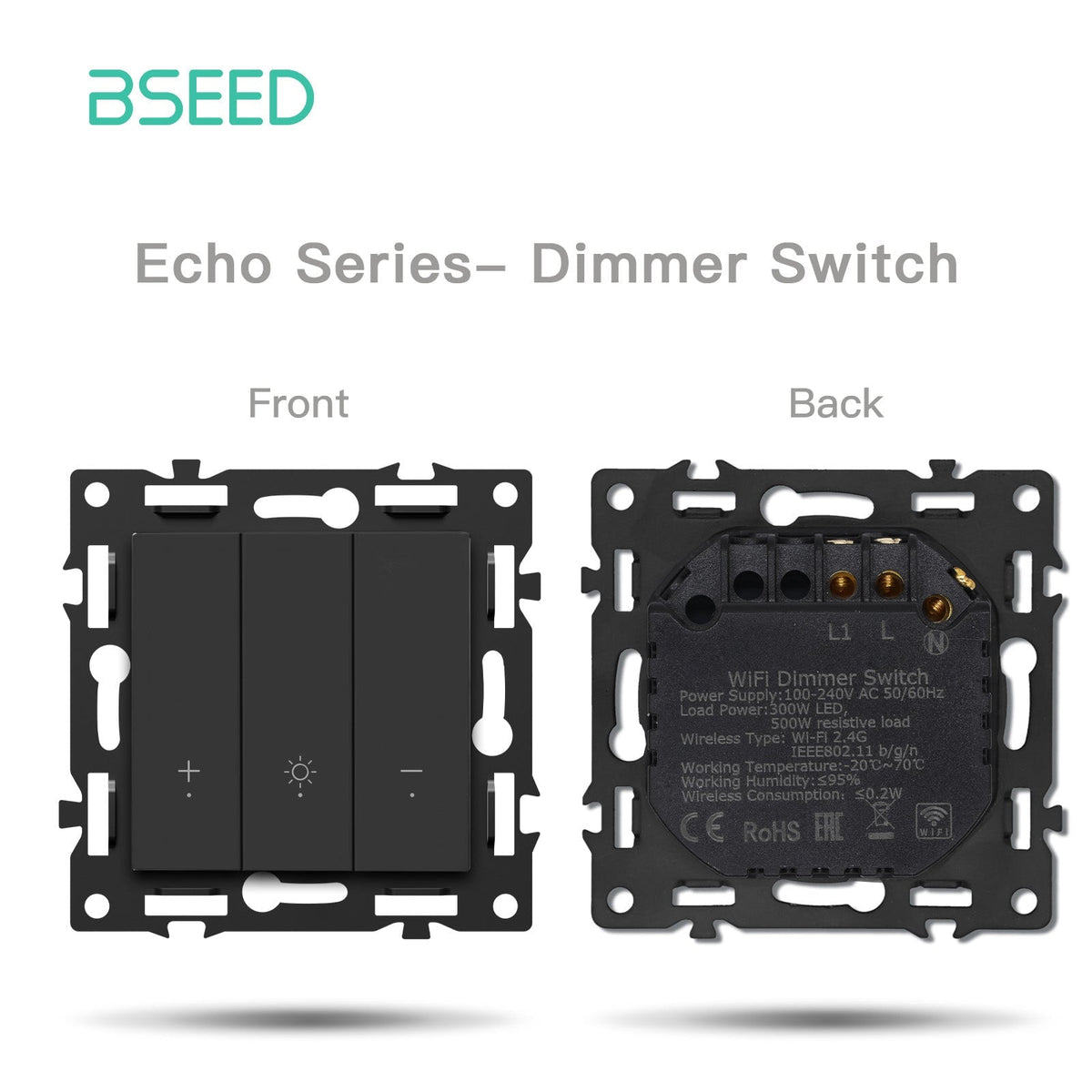BSEED DIY Part Customized Free Combinations Mechanical Switch Socket Insert Black Color Crystal Glass Panel Light Switches Bseedswitch Wifi Dimmer Switch 