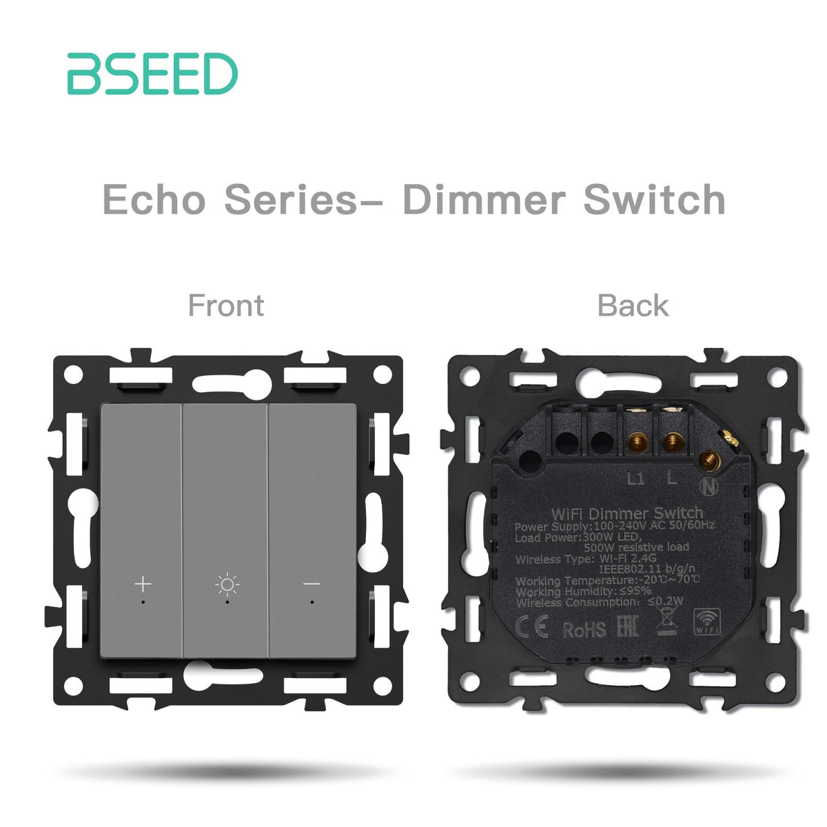 BSEED DIY Part Customized Free Combinations Mechanical Light Switch Wall Socket Insert Grey Color Crystal Glass Panel Light Switches Bseedswitch Wifi Dimmer Switch 