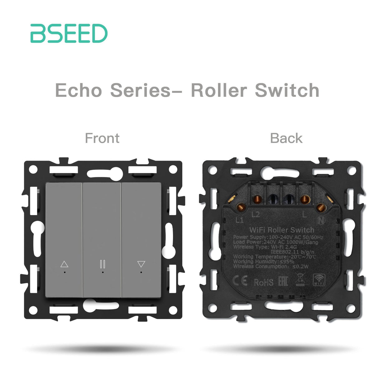 BSEED DIY Part Customized Free Combinations Mechanical Light Switch Wall Socket Insert Grey Color Crystal Glass Panel Light Switches Bseedswitch Wifi Blind Switch 
