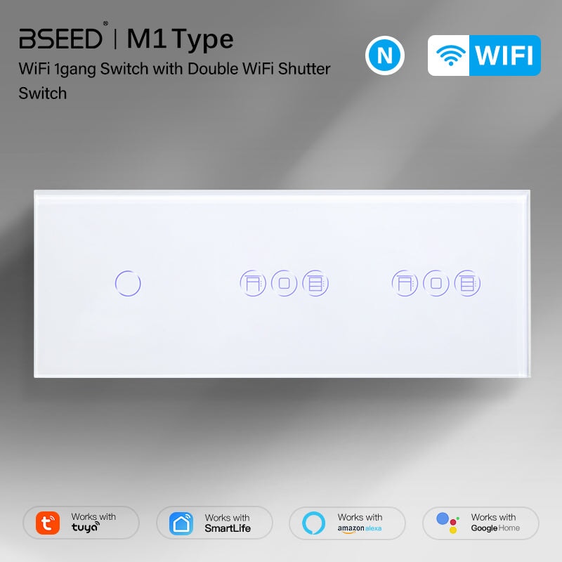 BSEED 1/2/3 Gang WiFi Switch With Double Roller Shutter Switch 228mm ...