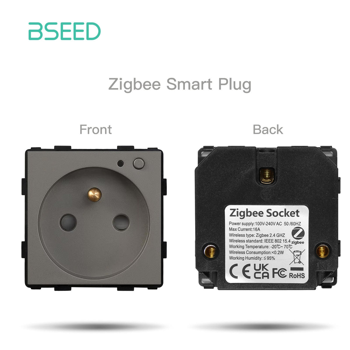 BSEED EU/FR/MF standaard wandcontactdoos functietoets touch wifi Zigbee type stopcontacten & schakelaars Bseedswitch grijs FR ZigBee