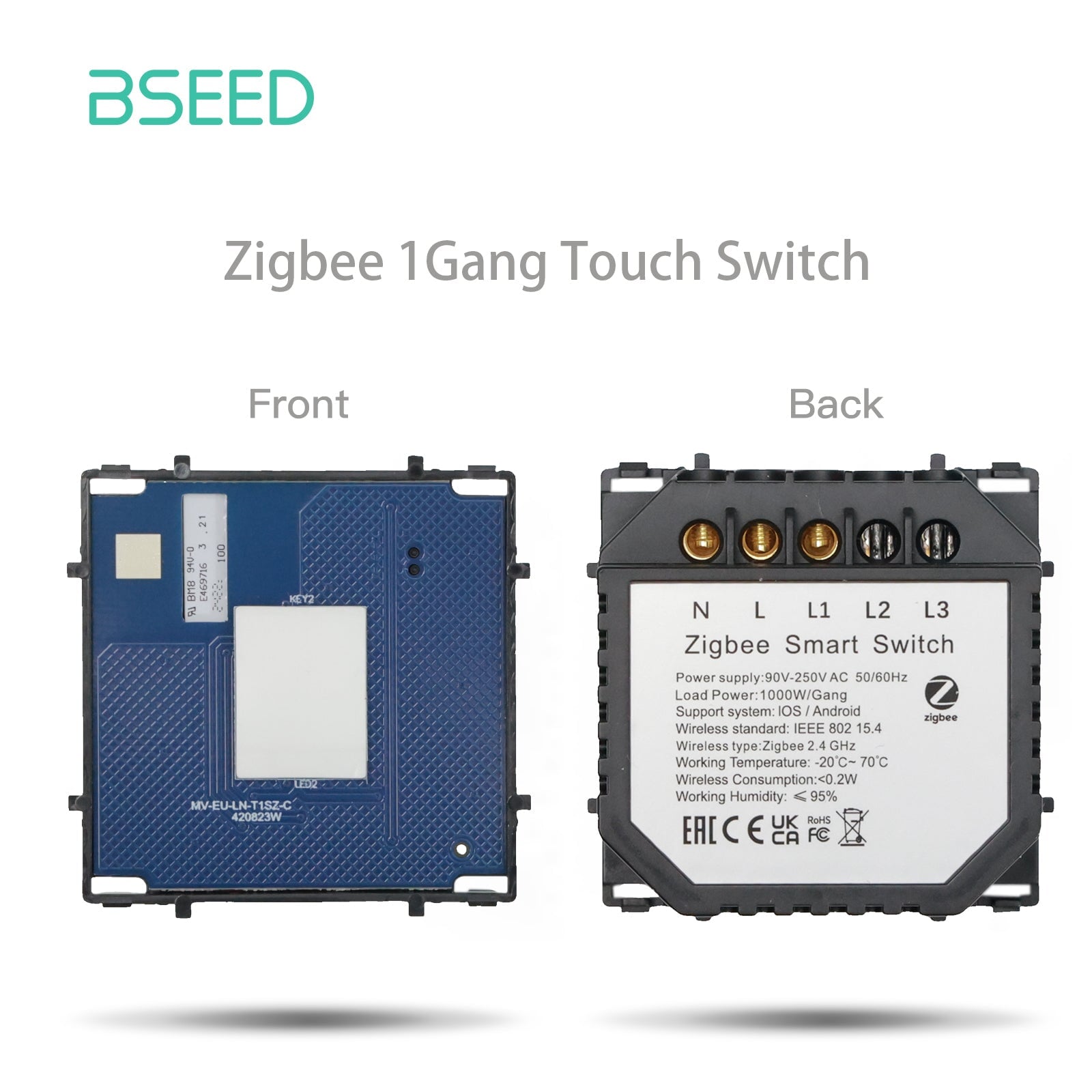 Bseed Crystal Glass Frame Smart Switch Socket Frame USB RJ45 Socket TV Satellite Wall Plug Function Parts DIY Free Combination Grey Color socket Bseedswitch Zigbee 1 Gang Switch with Neutral line 