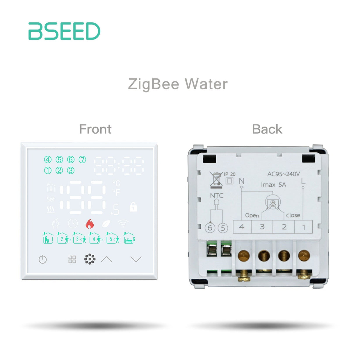 BSEED LED Screen Floor Heating Zigbee Room Thermostat Controller DIY function key Thermostats Bseedswitch White ZigBee Water