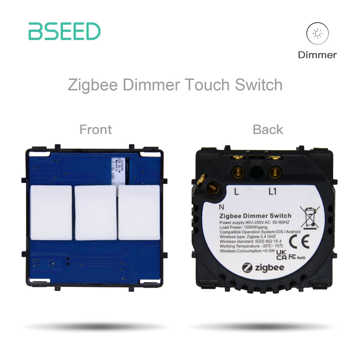 Bseed ZigBee WiFi dimmer schakelaar inzetstuk functietoets lichtschakelaar Bseedswitch ZigBee 