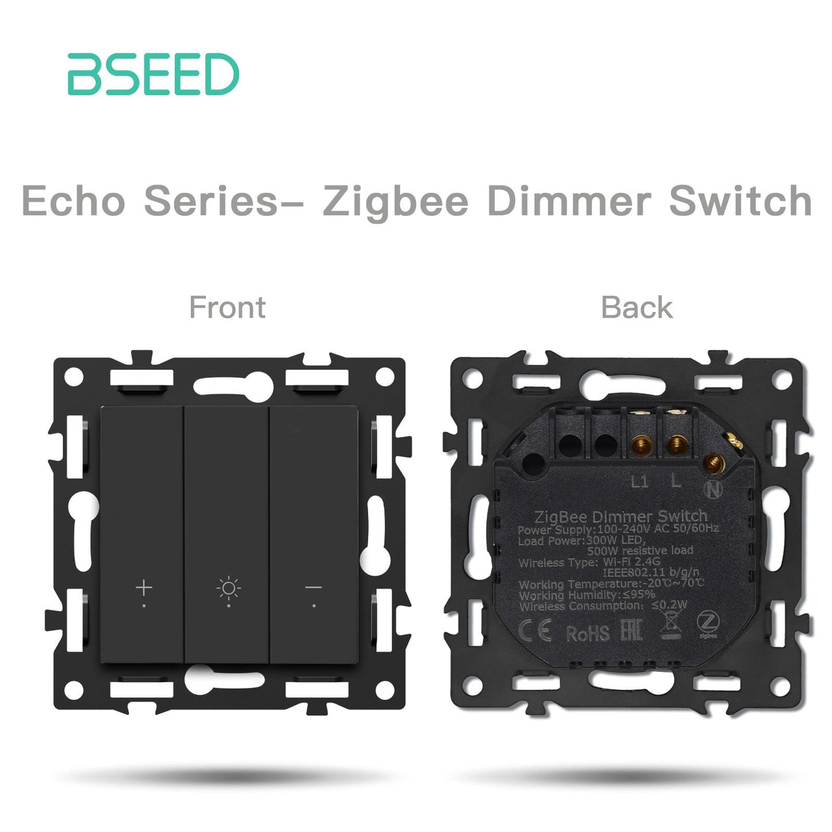 BSEED DIY Part Customized Free Combinations Mechanical Switch Socket Insert Black Color Crystal Glass Panel Light Switches Bseedswitch Zigbee Dimmer Switch 