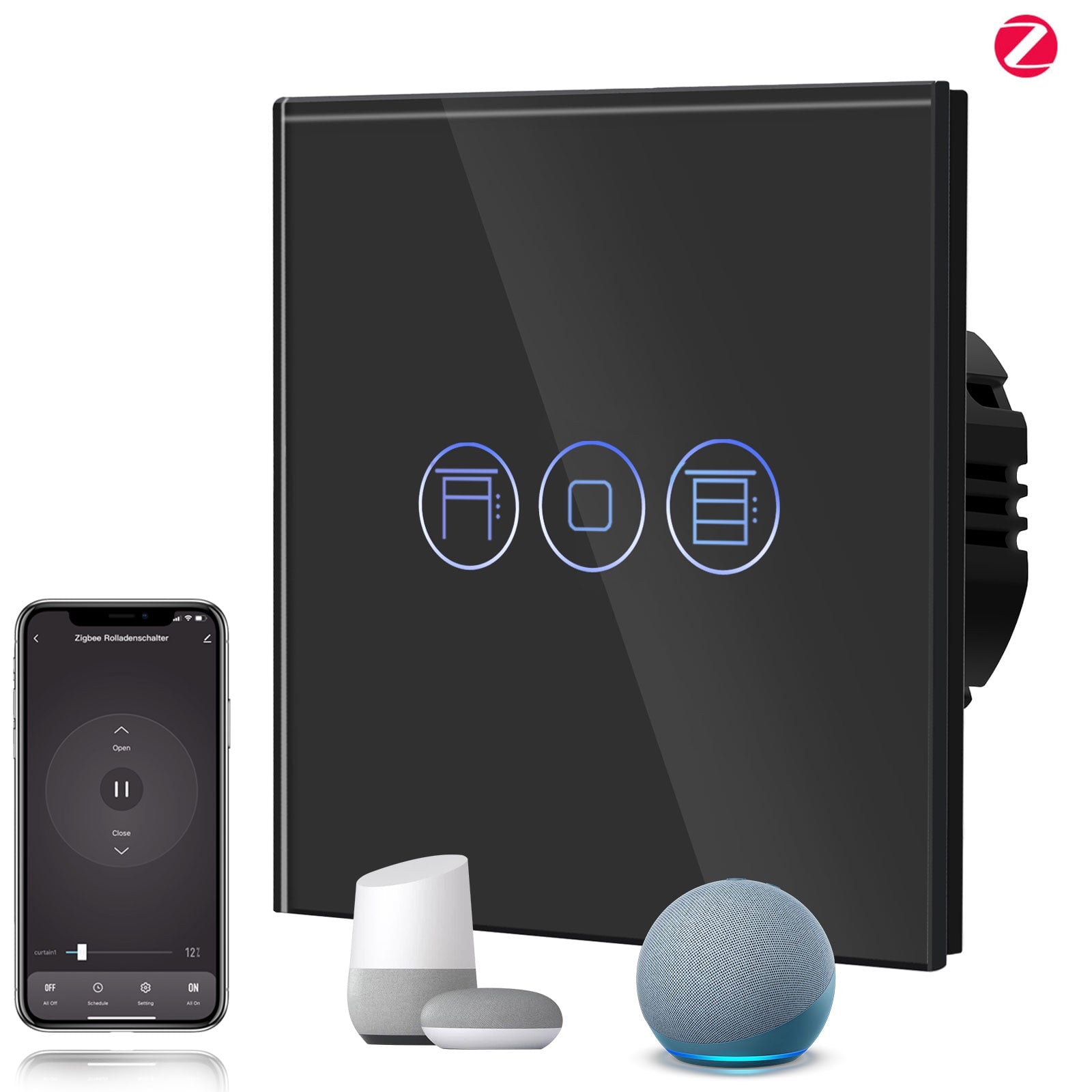 BSEED Zigbee Shutter Switch Smart Wall Touch Switch Bseedswitch Black 