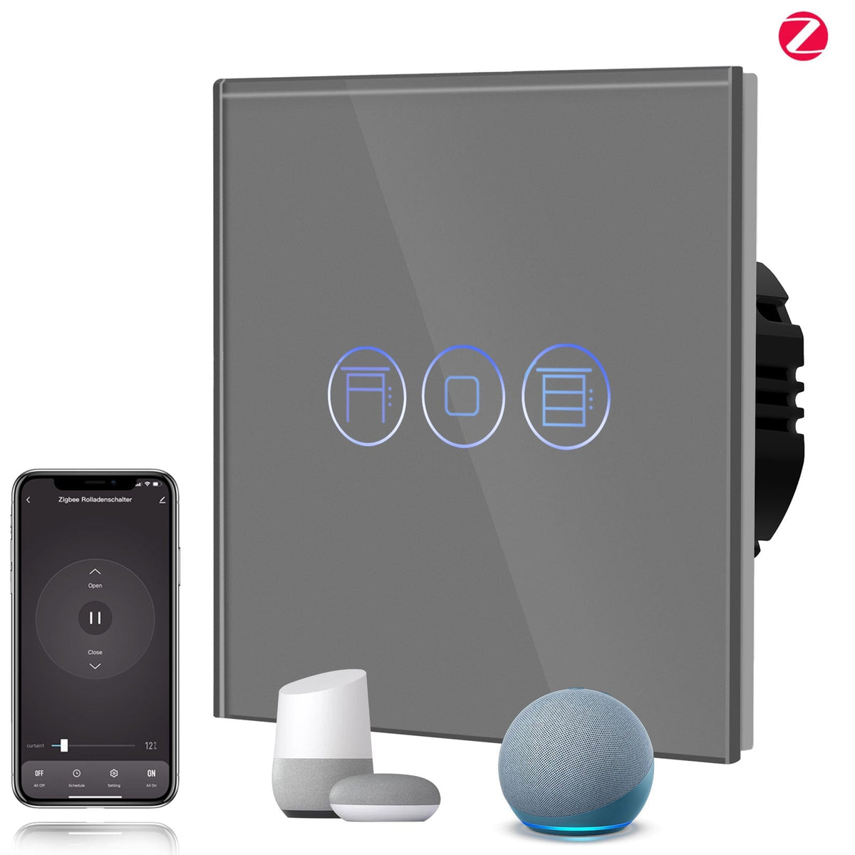 BSEED Zigbee Shutter Switch Smart Wall Touch Switch Bseedswitch Grey 