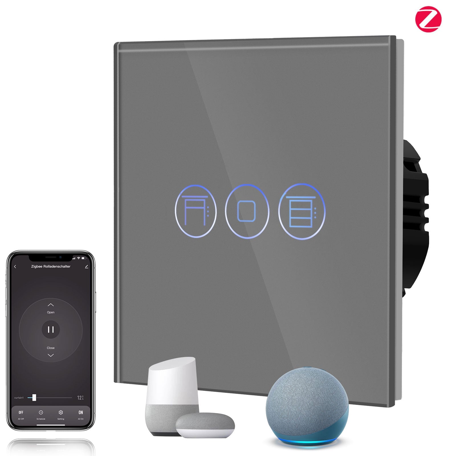 BSEED Zigbee Shutter Switch Smart Wall Touch Switch Bseedswitch Grey 