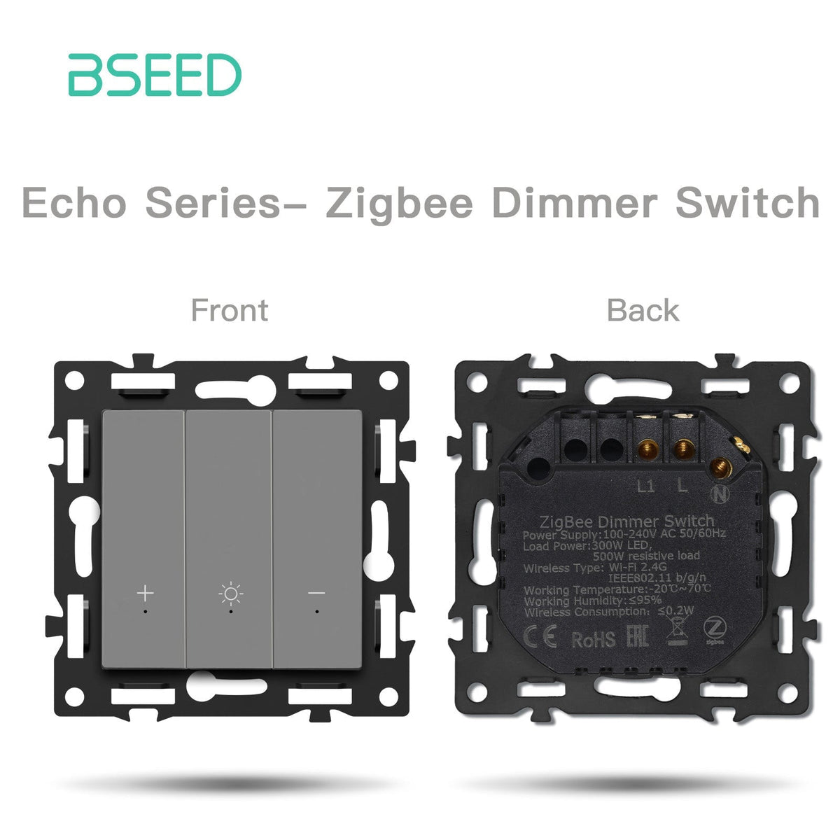 BSEED DIY Part Customized Free Combinations Mechanical Light Switch Wall Socket Insert Grey Color Crystal Glass Panel Light Switches Bseedswitch Zigbee Dimmer Switch 