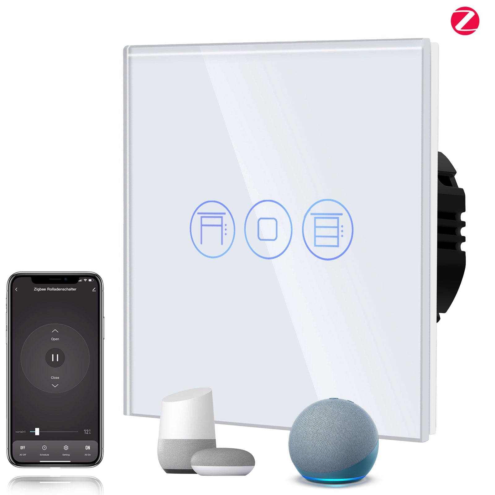 BSEED Zigbee Shutter Switch Smart Wall Touch Switch Bseedswitch White 