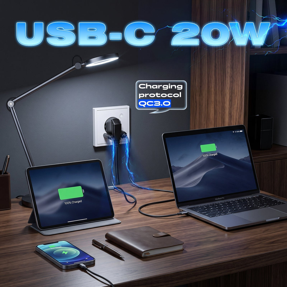 BSEED Grand slimme wifi-wandcontactdoos met energiemonitoring, 20W USB-C-poort, EU-stopcontact, compatibel met Alexa en Google, Bseed officiële stopcontacten 