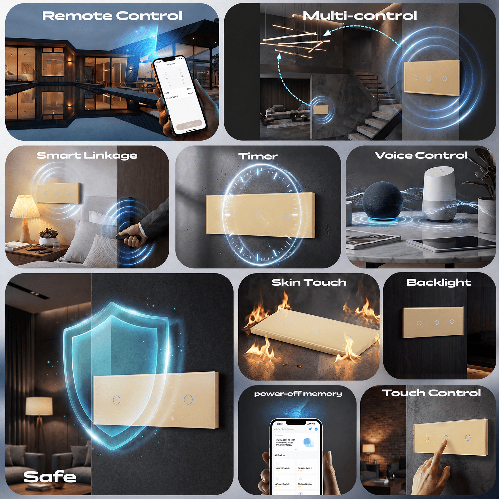 Bseed Smart Matter Wifi Light Switch Triple Light Module Electrical Wall Light switches Light Switches Bseedswitch 