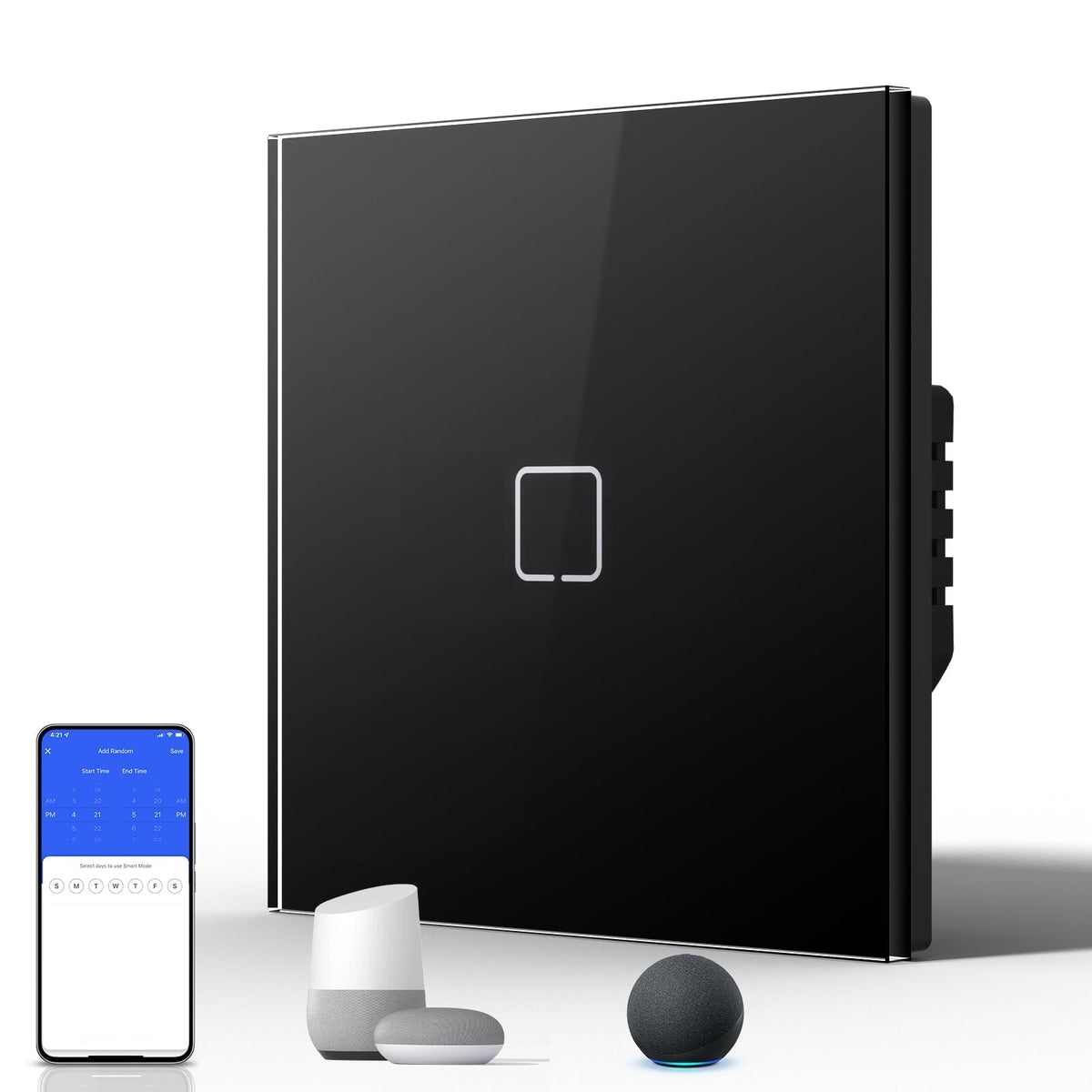 Echo Serie Smart Wifi Light Switch (With Neutral) Glass Panel Light Switches Bseedswitch 