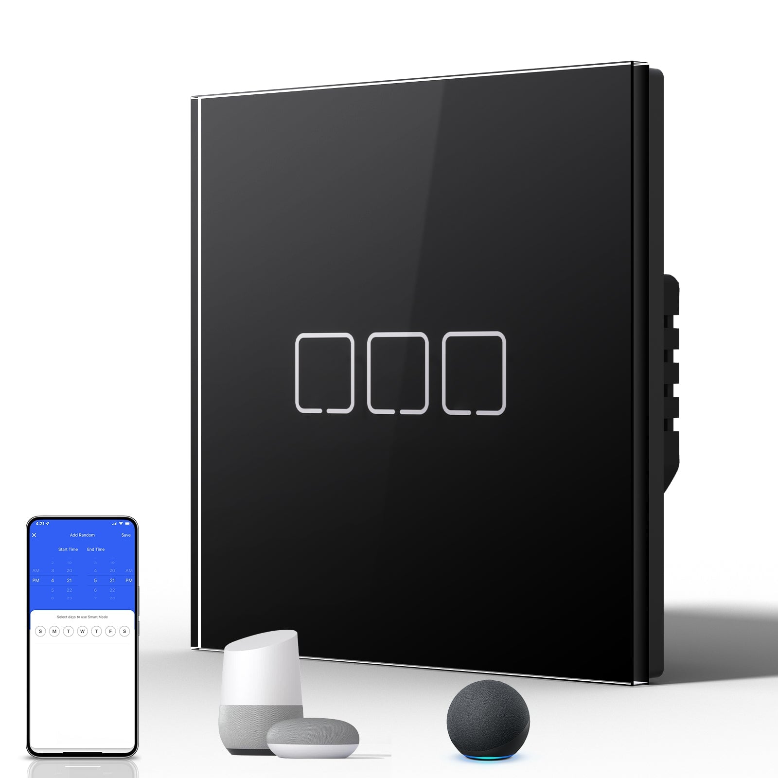 Echo Serie Smart Zigbee Light Switch (With Neutral) Glass Panel Light Switches Bseedswitch 